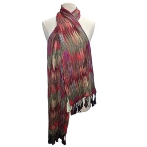 NWT Suantrai Of Ireland Scarf With Fringe Multi Color Viscose